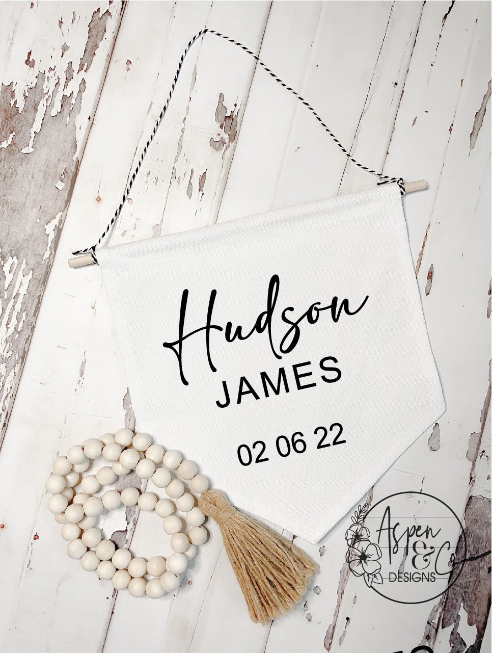 Personalized Hanging Canvas Wall Banner - Aspen & Co Designs