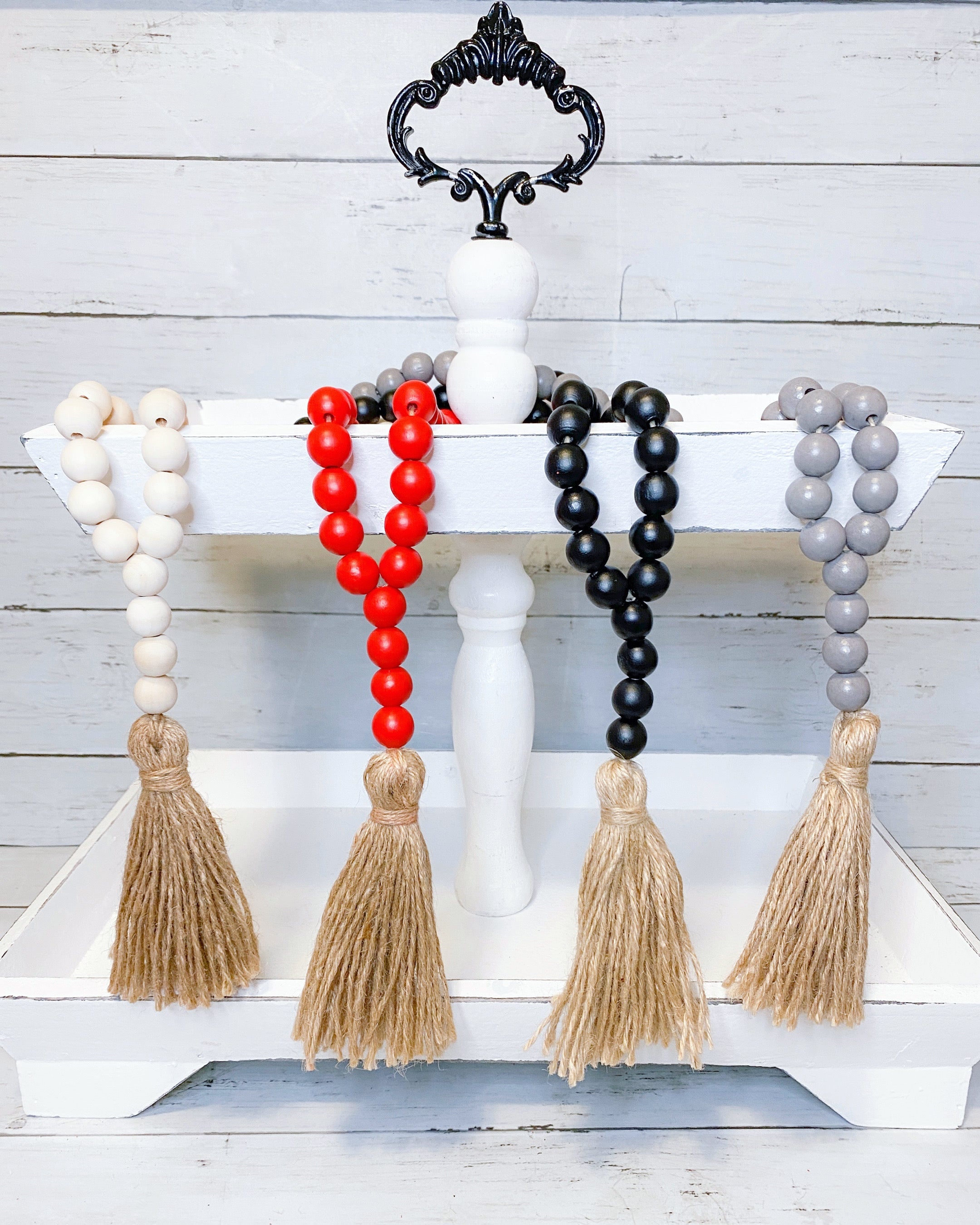 Wooden Bead Strand With Tassel