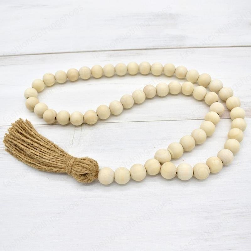 Wooden Bead Strand With Tassel