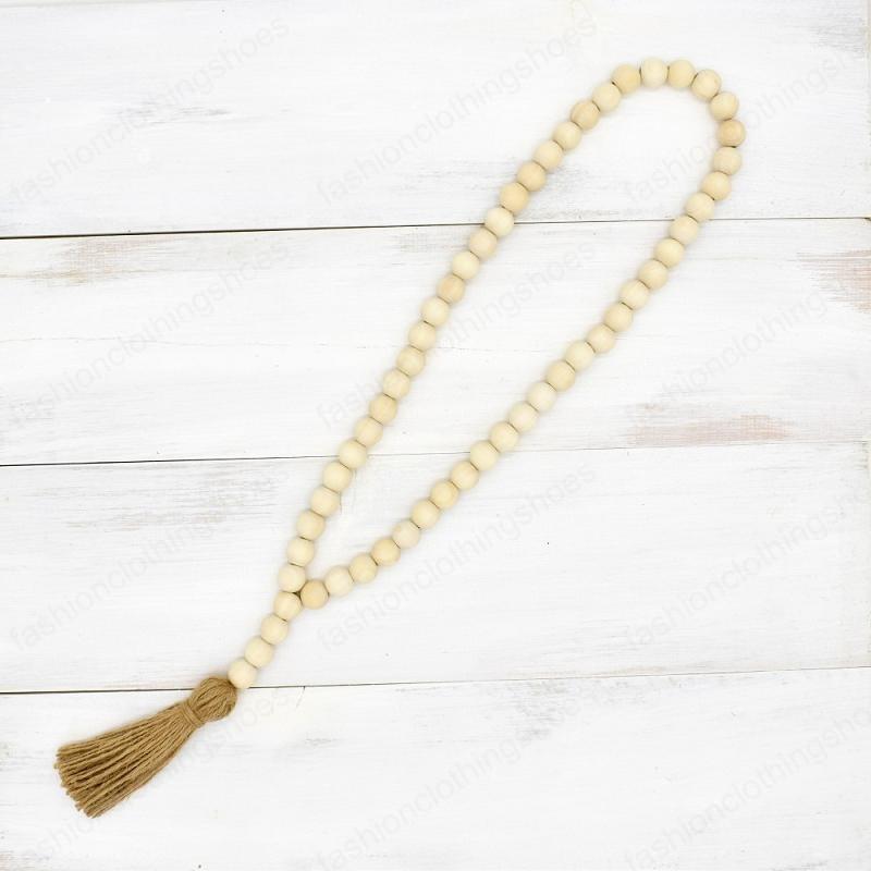 Wooden Bead Strand With Tassel